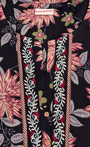 Black Floral Jaipur Cotton Short Kurti. Pure Versatile Cotton. | Laces and Frills - Laces and Frills