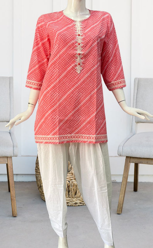 Pink Stripes Jaipuri Cotton Short Kurti. Pure Versatile Cotton. | Laces and Frills - Laces and Frills