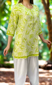 Green Garden Jaipuri Cotton Short Kurti. Pure Versatile Cotton. | Laces and Frills - Laces and Frills