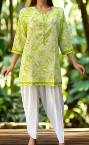 Green Garden Jaipuri Cotton Short Kurti. Pure Versatile Cotton. | Laces and Frills
