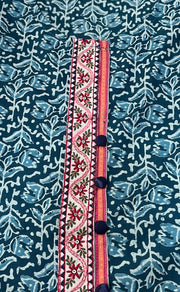 Indigo Blue Flora Jaipuri Cotton Short Kurti. Pure Versatile Cotton. | Laces and Frills - Laces and Frills