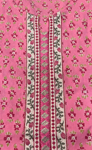 Pink Tiny Flora Jaipuri Cotton Short Kurti. Pure Versatile Cotton. | Laces and Frills - Laces and Frills
