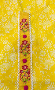 Yellow Garden Jaipuri Cotton Short Kurti. Pure Versatile Cotton. | Laces and Frills - Laces and Frills
