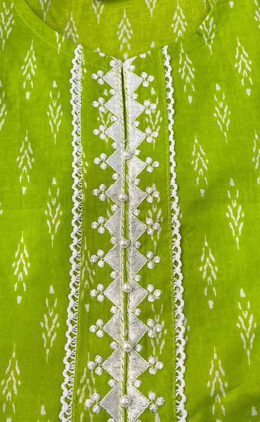Green Ikkat Jaipuri Cotton Short Kurti. Pure Versatile Cotton. | Laces and Frills - Laces and Frills