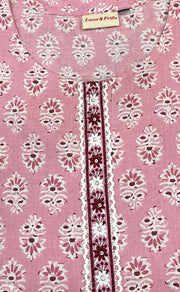 Pink Flora Jaipuri Cotton Short Kurti. Pure Versatile Cotton. | Laces and Frills - Laces and Frills