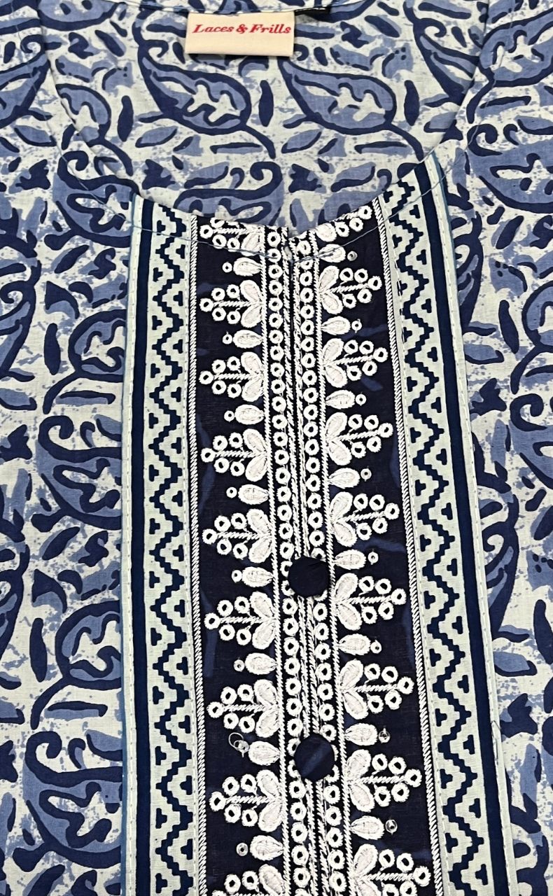 Lavender Manga Motif Jaipuri Cotton Short Kurti. Pure Versatile Cotton. | Laces and Frills - Laces and Frills