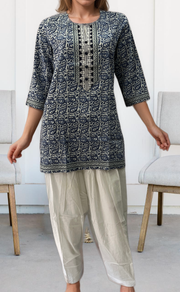 Lavender Manga Motif Jaipuri Cotton Short Kurti. Pure Versatile Cotton. | Laces and Frills - Laces and Frills