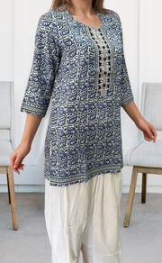 Lavender Manga Motif Jaipuri Cotton Short Kurti. Pure Versatile Cotton. | Laces and Frills - Laces and Frills