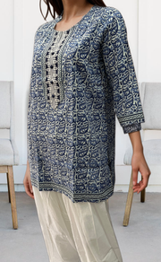 Lavender Manga Motif Jaipuri Cotton Short Kurti. Pure Versatile Cotton. | Laces and Frills - Laces and Frills