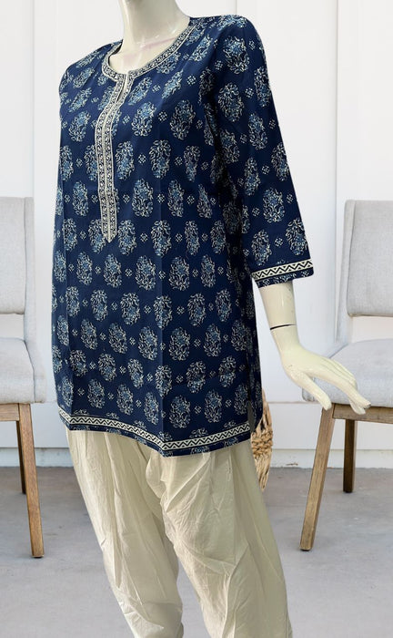 Blue Garden Jaipuri Cotton Short Kurti. Pure Versatile Cotton. | Laces and Frills