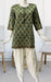 Dark Green/Pista Green Floral Jaipuri Cotton Short Kurti. Pure Versatile Cotton. | Laces and Frills - Laces and Frills