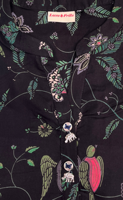 Black Garden Jaipur Cotton Long Sleeve Short Kurti Top. Pure Versatile Cotton. | Laces and Frills - Laces and Frills