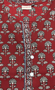 Maroon Flora Jaipur Cotton Short Kurti. Pure Versatile Cotton. | Laces and Frills