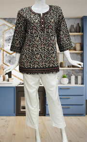 Black Garden Jaipur Cotton Short Kurti. Pure Versatile Cotton. | Laces and Frills