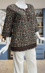 Black Garden Jaipur Cotton Short Kurti. Pure Versatile Cotton. | Laces and Frills