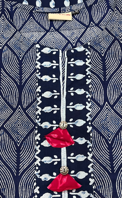 Blue Abstract Jaipur Cotton Short Kurti. Pure Versatile Cotton. | Laces and Frills