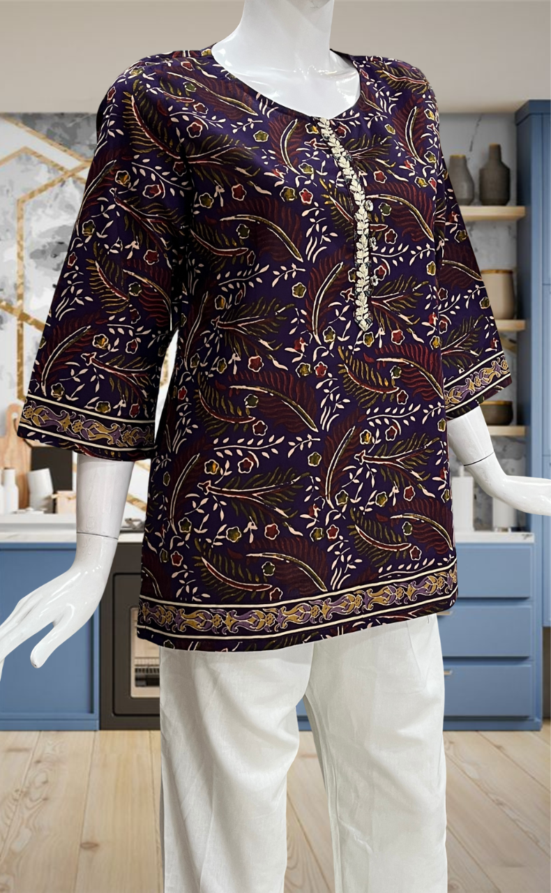 Violet Garden Jaipur Cotton Short Kurti. Pure Versatile Cotton. | Laces and Frills