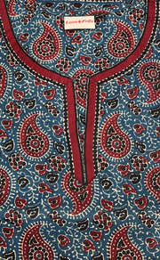 Indigo Blue/Maroon Paisley Print Jaipur Cotton Short Kurti. Pure Versatile Cotton. | Laces and Frills