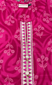 Pink Flora Jaipur Cotton Short Kurti. Pure Versatile Cotton. | Laces and Frills