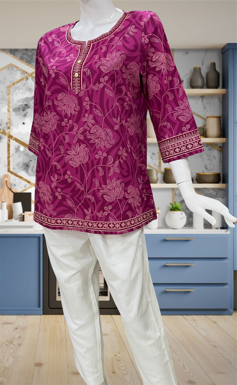 Purple Garden Jaipur Cotton Short Kurti. Pure Versatile Cotton. | Laces and Frills