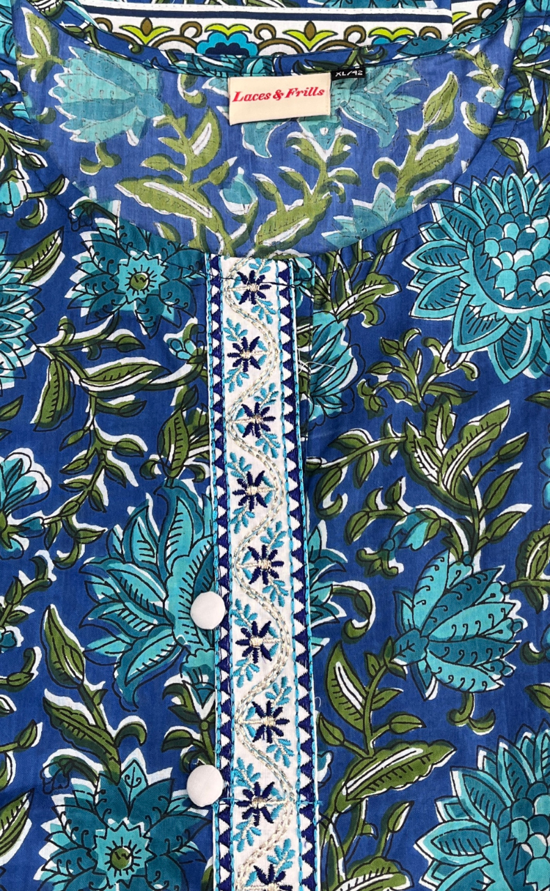 Blue Garden Jaipur Cotton Short Kurti. Pure Versatile Cotton. | Laces and Frills