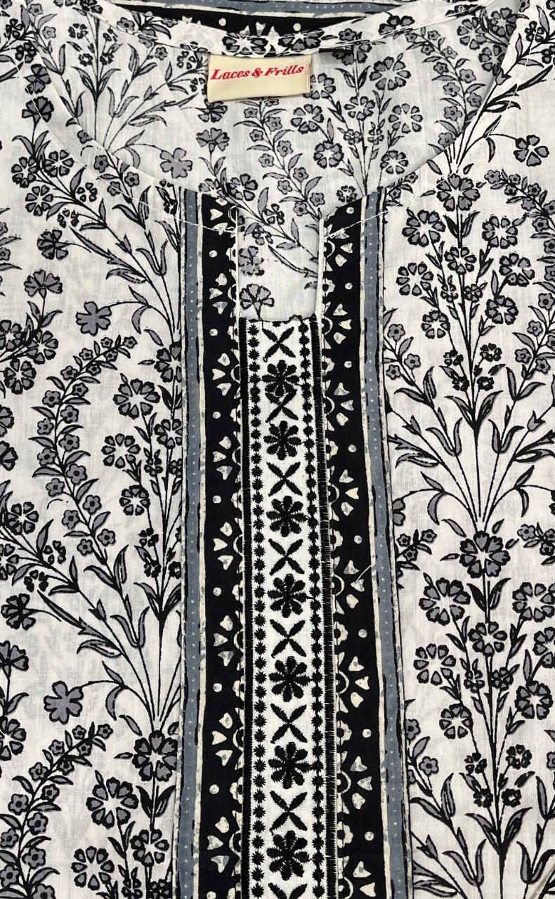 Black Garden Jaipur Cotton Short Kurti. Pure Versatile Cotton. | Laces and Frills