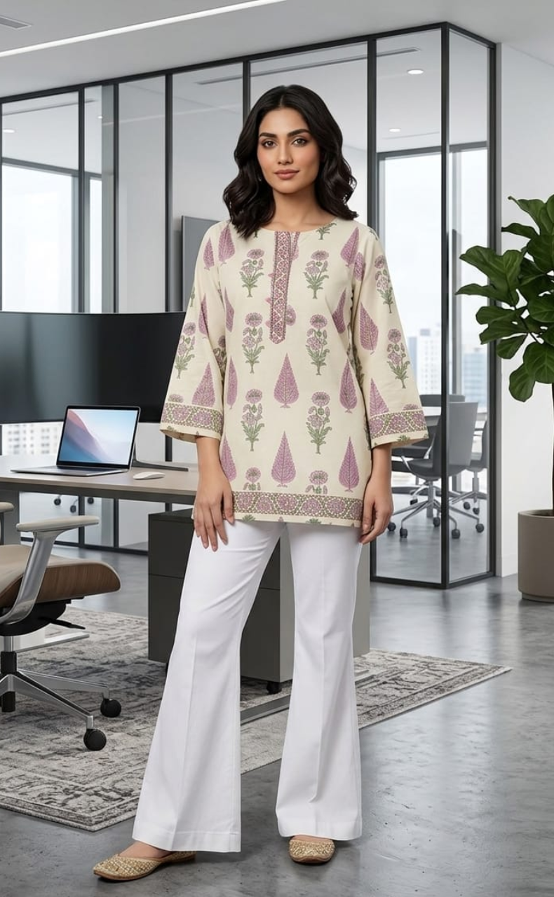 Purple Floral Jaipur Cotton Short Kurti. Pure Versatile Cotton. | Laces and Frills
