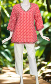Pink Paisley Print Jaipur Cotton Short Kurti. Pure Versatile Cotton. | Laces and Frills