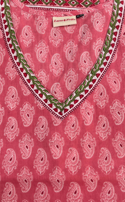 Pink Paisley Print Jaipur Cotton Short Kurti. Pure Versatile Cotton. | Laces and Frills