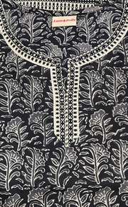 Black Floral Jaipur Cotton Short Kurti. Pure Versatile Cotton. | Laces and Frills