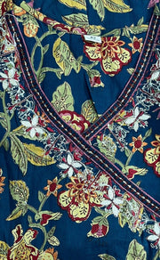 Navy Blue Garden Jaipur Cotton Kurti With Pant And Dupatta Set.Pure Versatile Cotton. | Laces and Frills - Laces and Frills