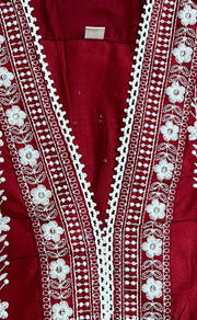 Maroon Flora Jaipur Cotton Kurti With Pant And Dupatta Set.Pure Versatile Cotton. | Laces and Frills - Laces and Frills