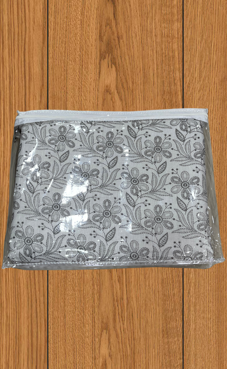 Blanket | Dohar. Grey Floral soft & Cozy. Two Pc Single bed | Laces and Frills