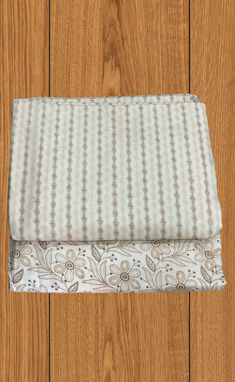 Blanket | Dohar. Cream Floral soft & Cozy. Two Pc Single bed | Laces and Frills