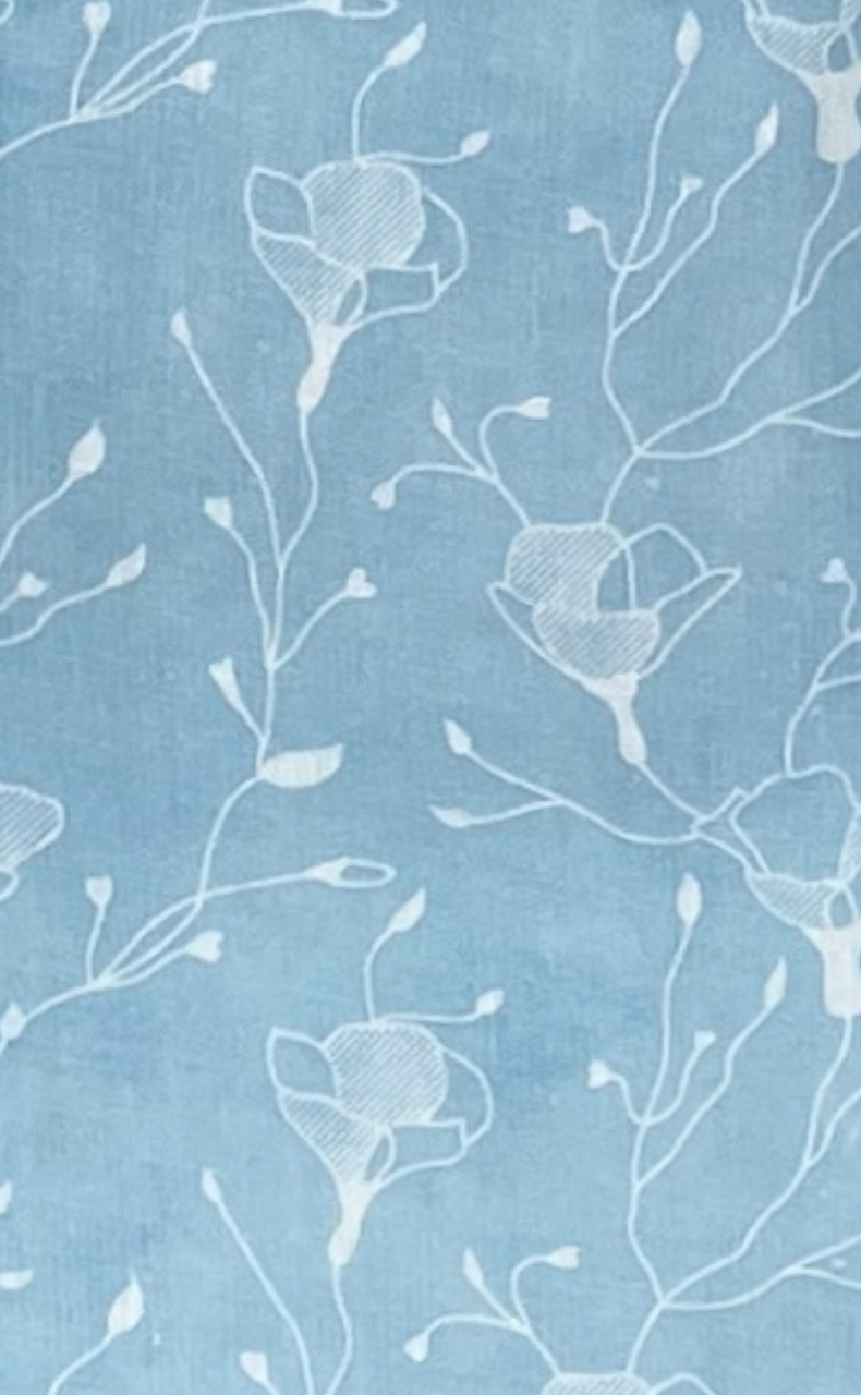 Blanket | Dohar. Sky Blue Flora soft & Cozy. Two Pc Single bed | Laces and Frills