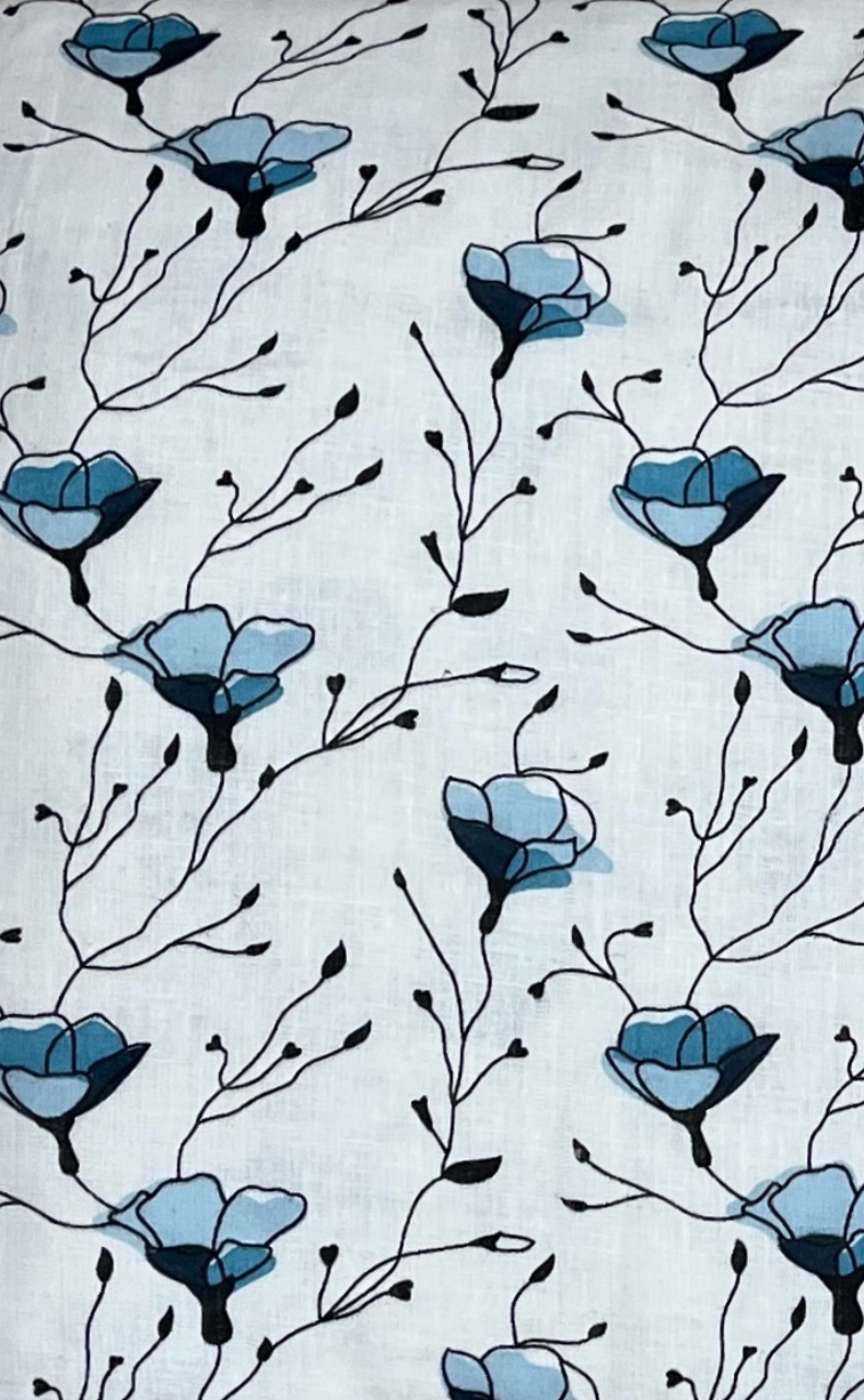 Blanket | Dohar. Sky Blue Flora soft & Cozy. Two Pc Single bed | Laces and Frills