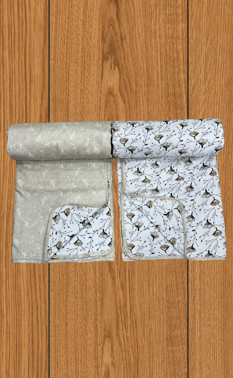 Blanket | Dohar. Beige Flora soft & Cozy. Two Pc Single bed | Laces and Frills