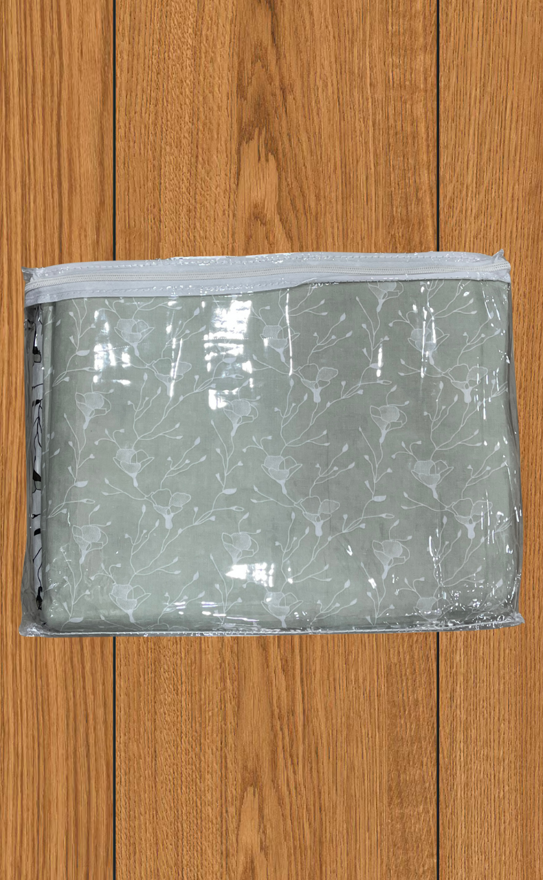 Blanket | Dohar. Pista Green Flora soft & Cozy. Two Pc Single bed | Laces and Frills