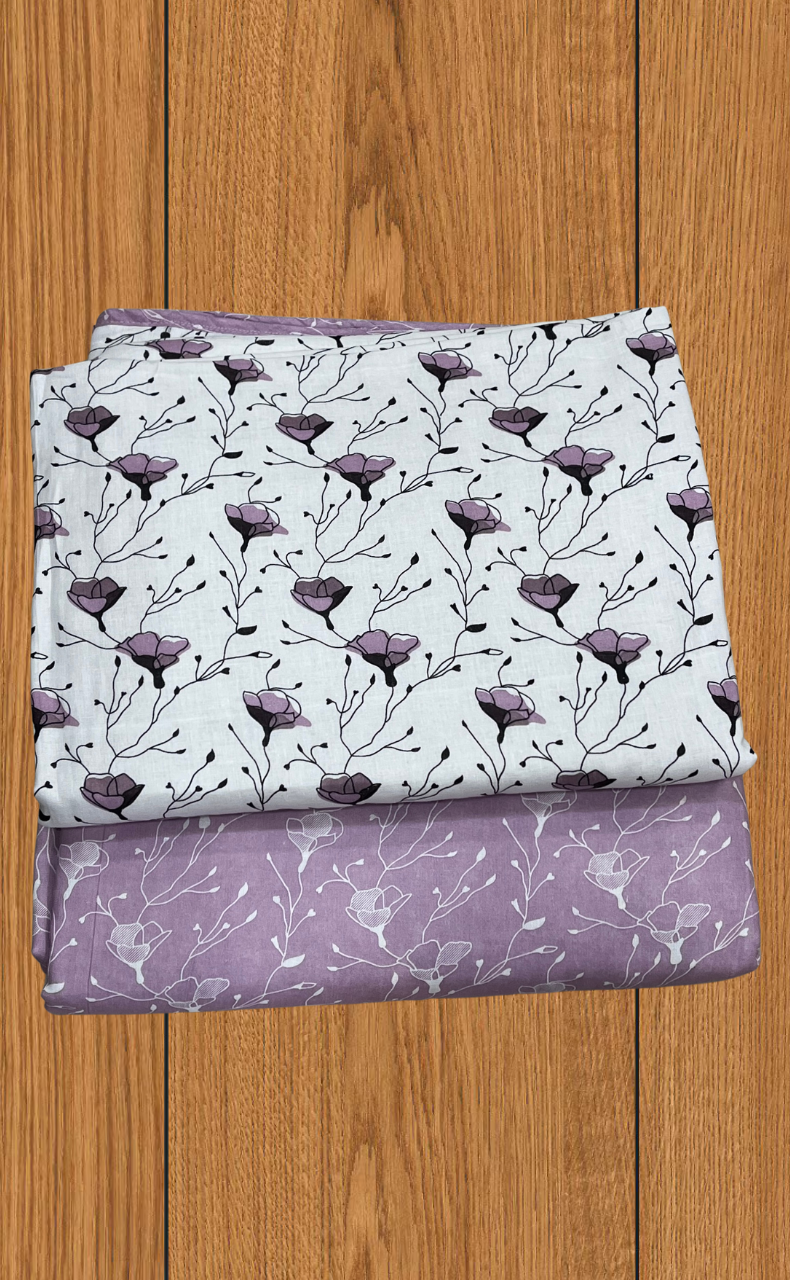 Blanket | Dohar. Lavender Flora soft & Cozy. Two Pc Single bed | Laces and Frills