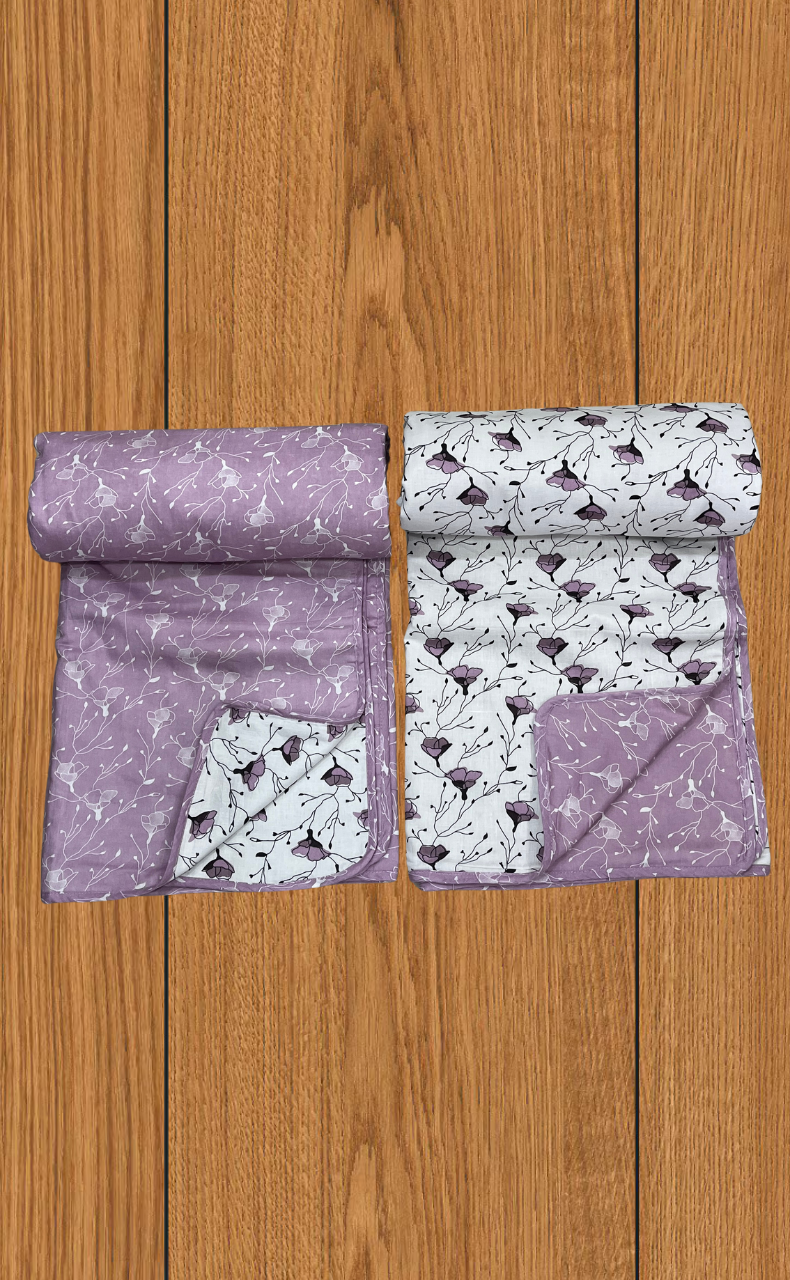 Blanket | Dohar. Lavender Flora soft & Cozy. Two Pc Single bed | Laces and Frills