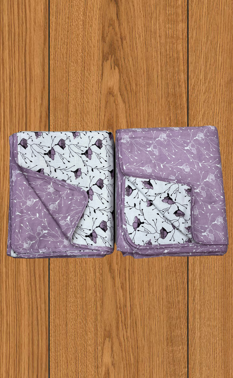 Blanket | Dohar. Lavender Flora soft & Cozy. Two Pc Single bed | Laces and Frills