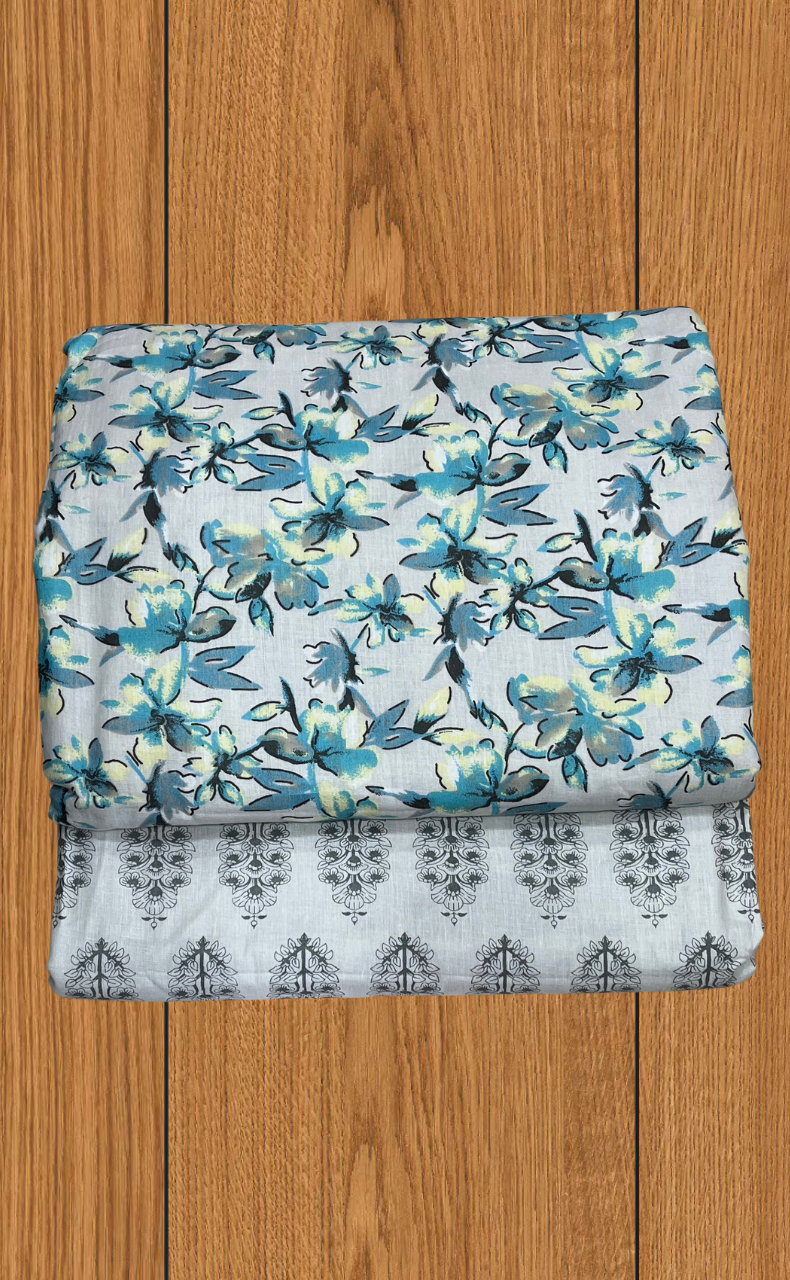 Blanket | Dohar. Sea Green Garden soft & Cozy. Two Pc Single bed | Laces and Frills