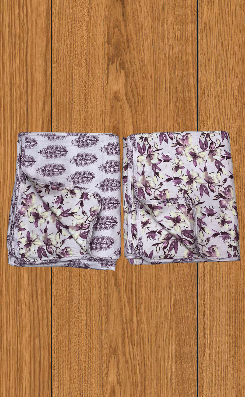 Blanket | Dohar. Purple Garden soft & Cozy. Two Pc Single bed | Laces and Frills