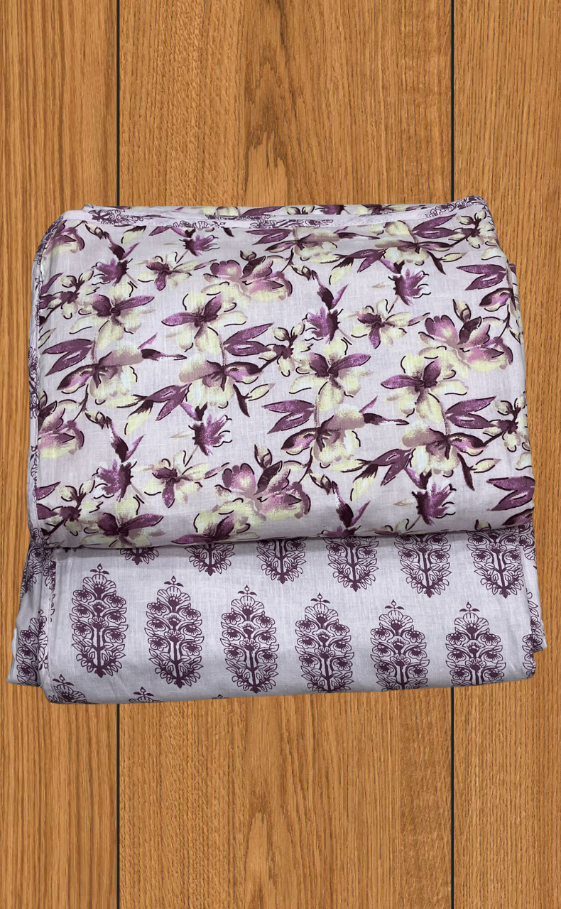 Blanket | Dohar. Purple Garden soft & Cozy. Two Pc Single bed | Laces and Frills