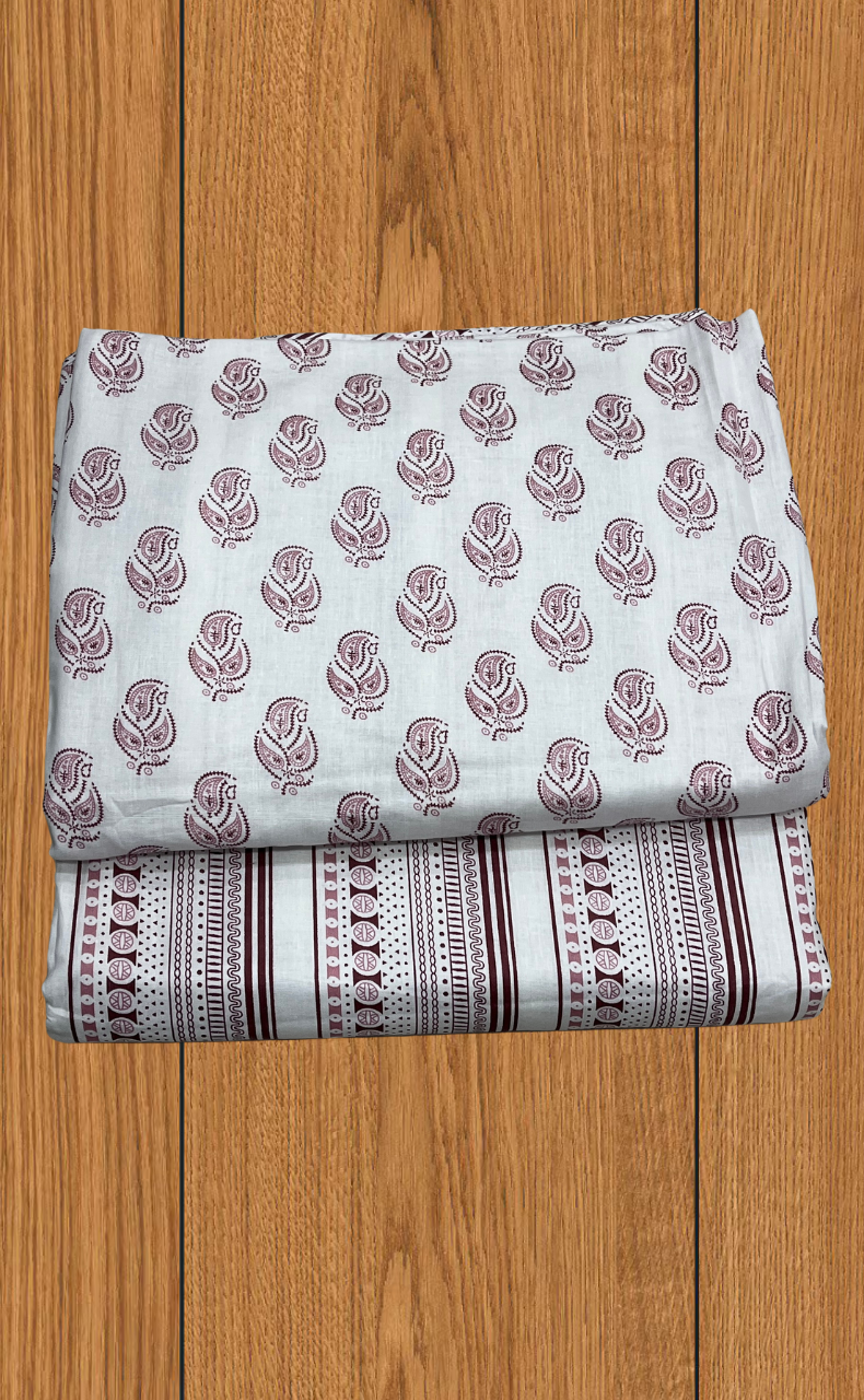 Blanket | Dohar. Maroon Leafy soft & Cozy. Two Pc Single bed | Laces and Frills