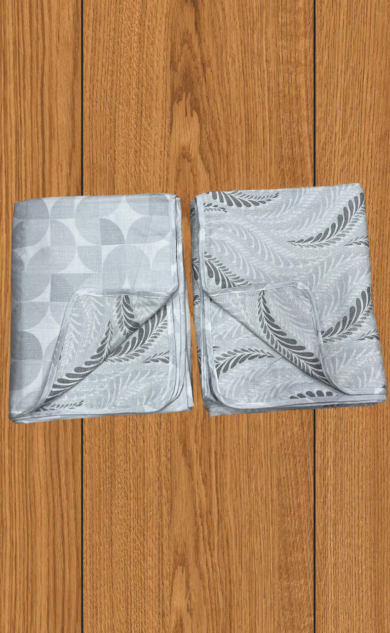 Blanket | Dohar. Grey Leafy soft & Cozy. Two Pc Single bed | Laces and Frills