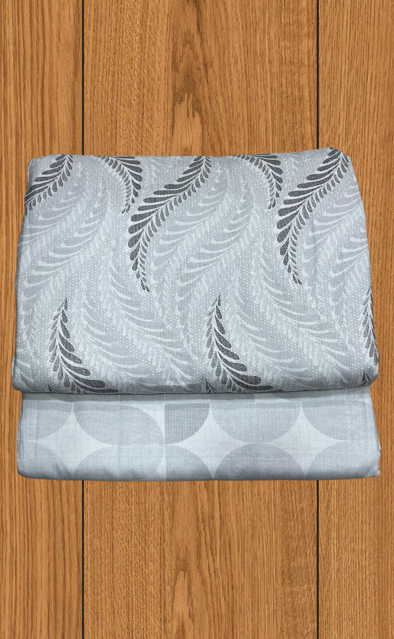 Blanket | Dohar. Grey Leafy soft & Cozy. Two Pc Single bed | Laces and Frills