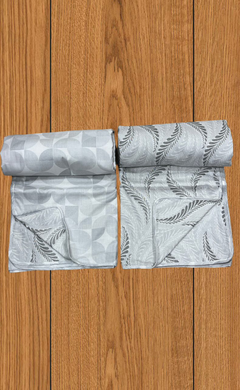 Blanket | Dohar. Grey Leafy soft & Cozy. Two Pc Single bed | Laces and Frills