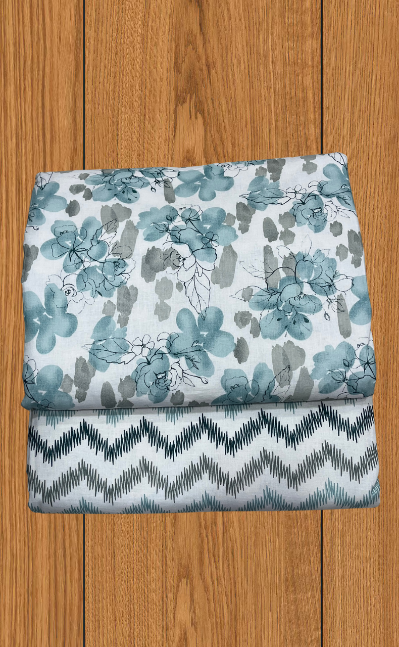 Blanket | Dohar. Sea Green Flora soft & Cozy. Two Pc Single bed | Laces and Frills