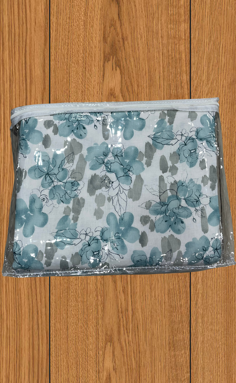 Blanket | Dohar. Sea Green Flora soft & Cozy. Two Pc Single bed | Laces and Frills